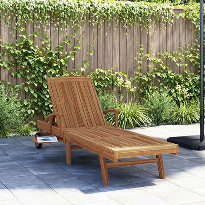 Ligbed met kussen Bruin 195 x 59 x 78,5 cm Massief Teakhout