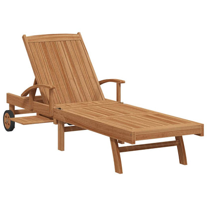 Ligbed met kussen Bruin 195 x 59 x 78,5 cm Massief Teakhout