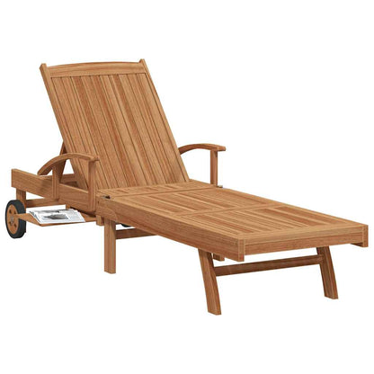 Ligbed met kussen Bruin 195 x 59 x 78,5 cm Massief Teakhout