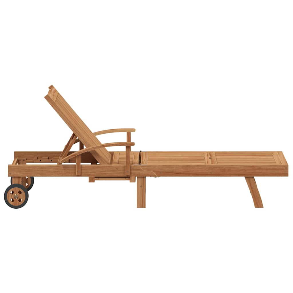 Ligbed met kussen 1-persoon 2 pcs Bruin Massief Teakhout