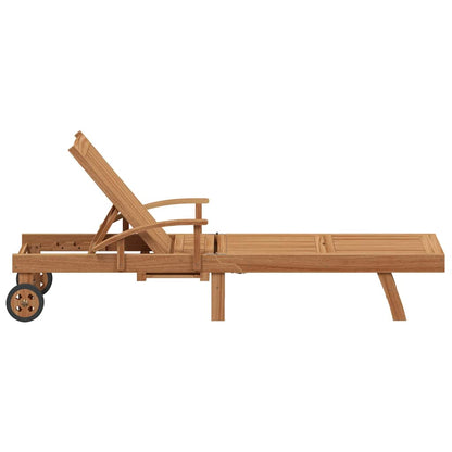 Ligbed met kussen 1-persoon 2 pcs Bruin Massief Teakhout