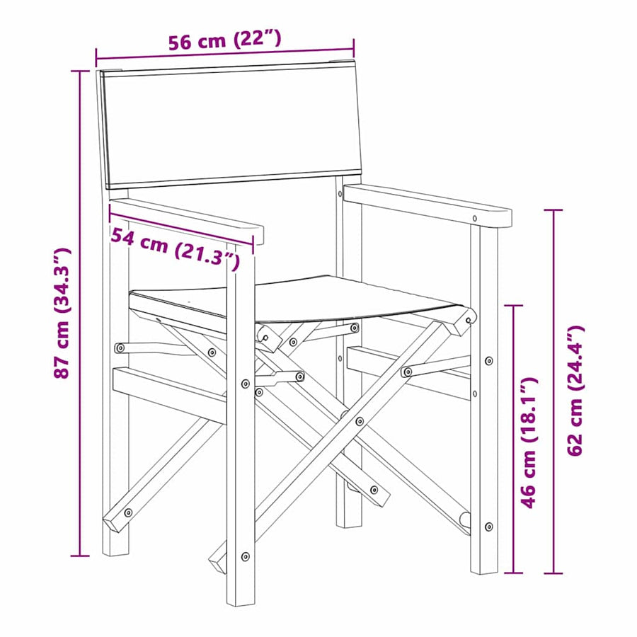 Vouwbare Regisseursstoel Grijs 56 x 54 x 87 cm Massief Teakhout