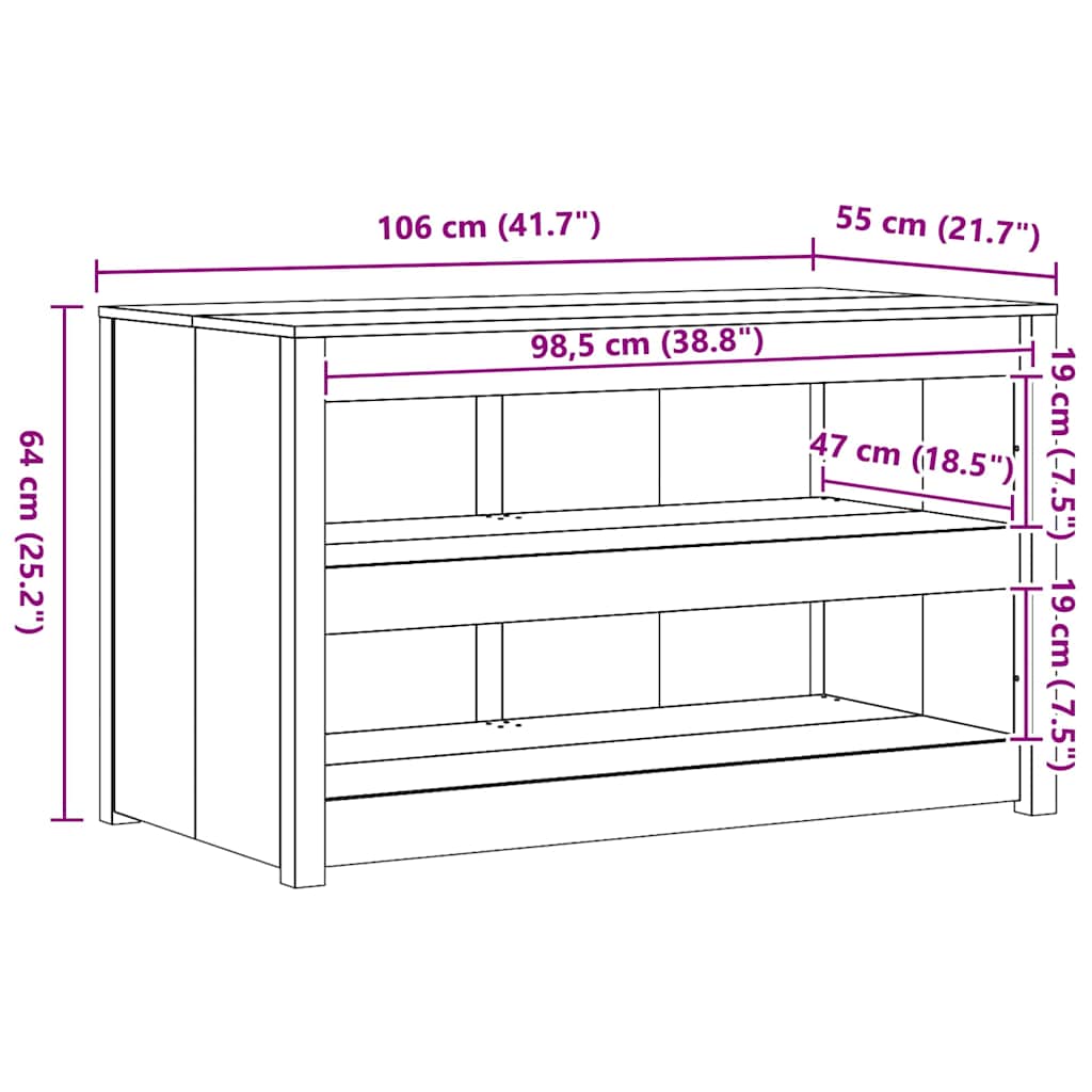 Keukenkast met plank Wit 106 x 55 x 64 cm Massief grenenhout