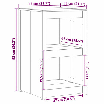 Keukenkast met plank Wit 55 x 55 x 92 cm Massief grenenhout