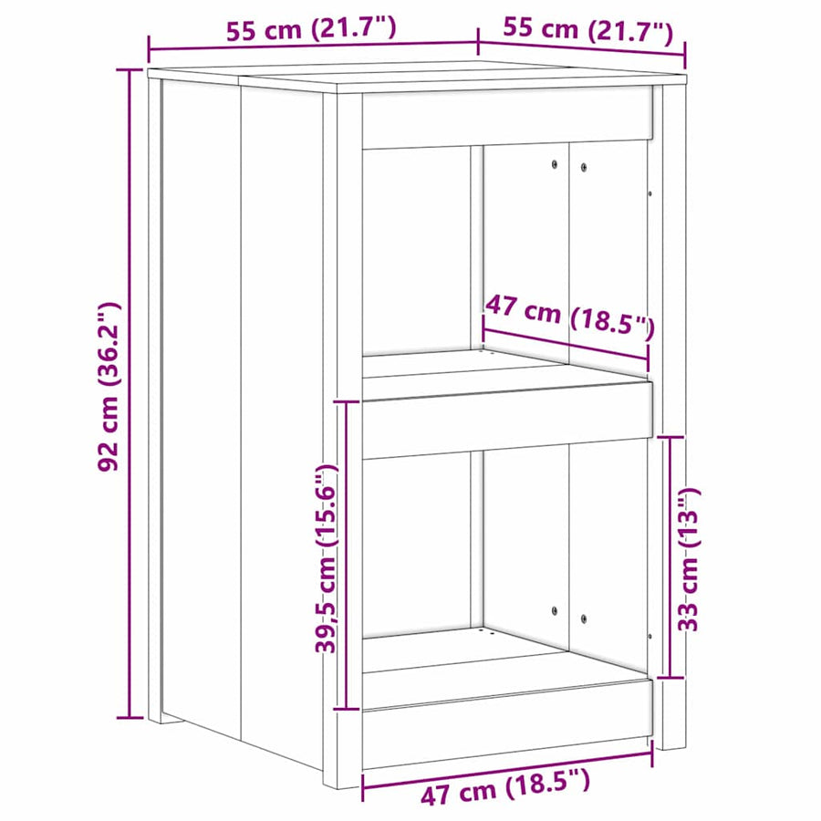 Keukenkast met plank Wit 55 x 55 x 92 cm Massief grenenhout