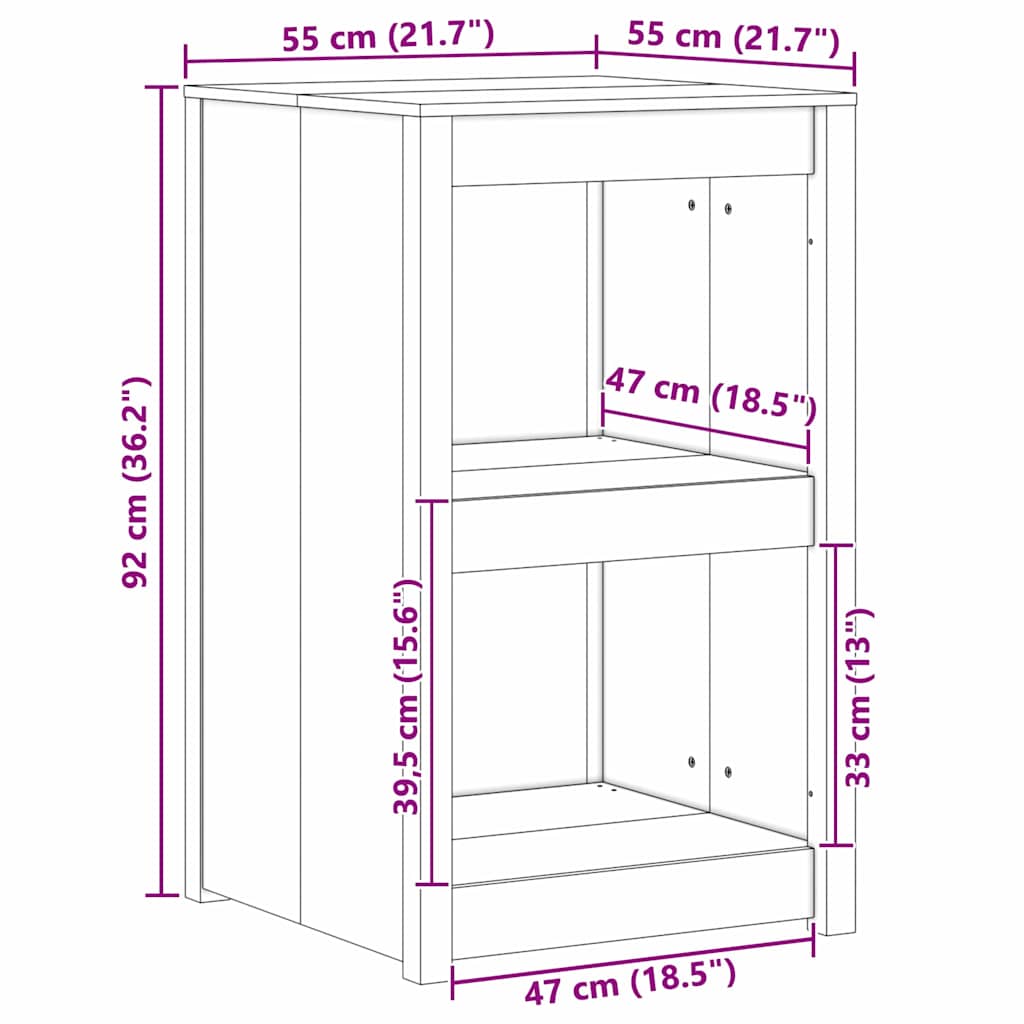Keukenkast Bruin Eiken 55 x 55 x 92 cm Massief grenenhout
