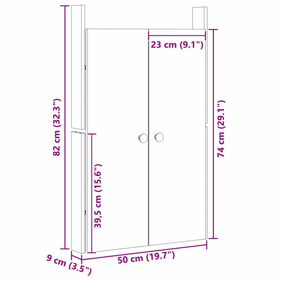 Keukendeur 2 pcs Bruin 50 x 9 x 82 cm massief douglas