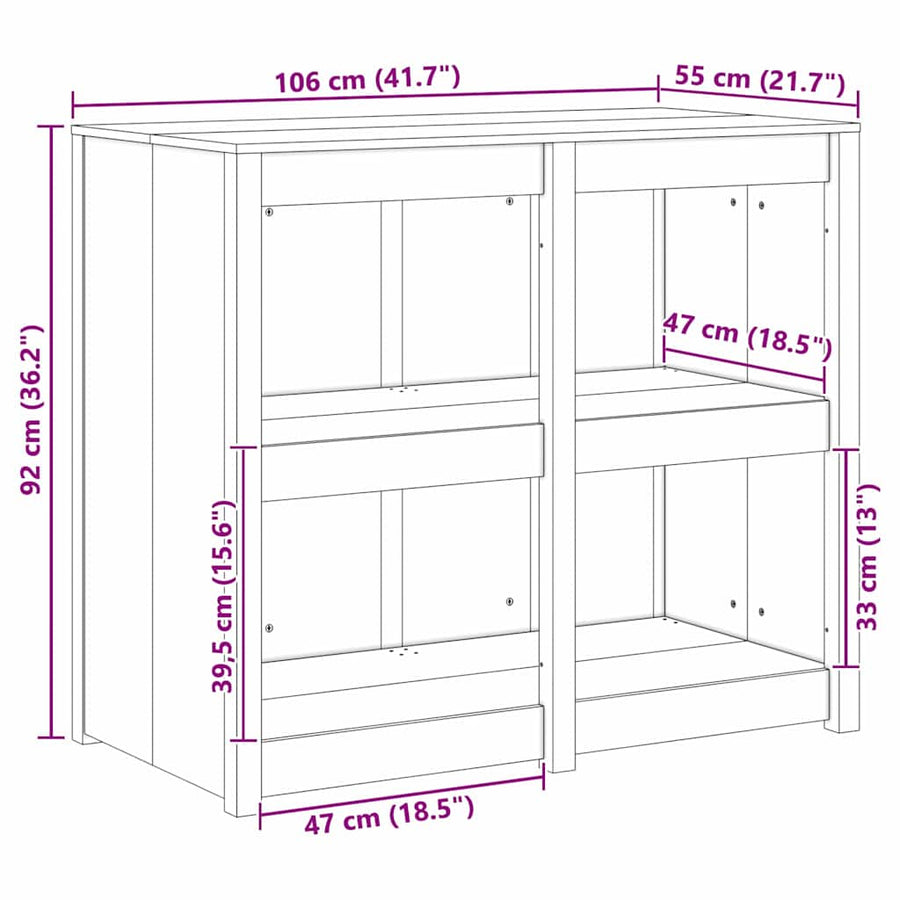 Keukenkast Bruin Eiken 106 x 55 x 92 cm Massief grenenhout