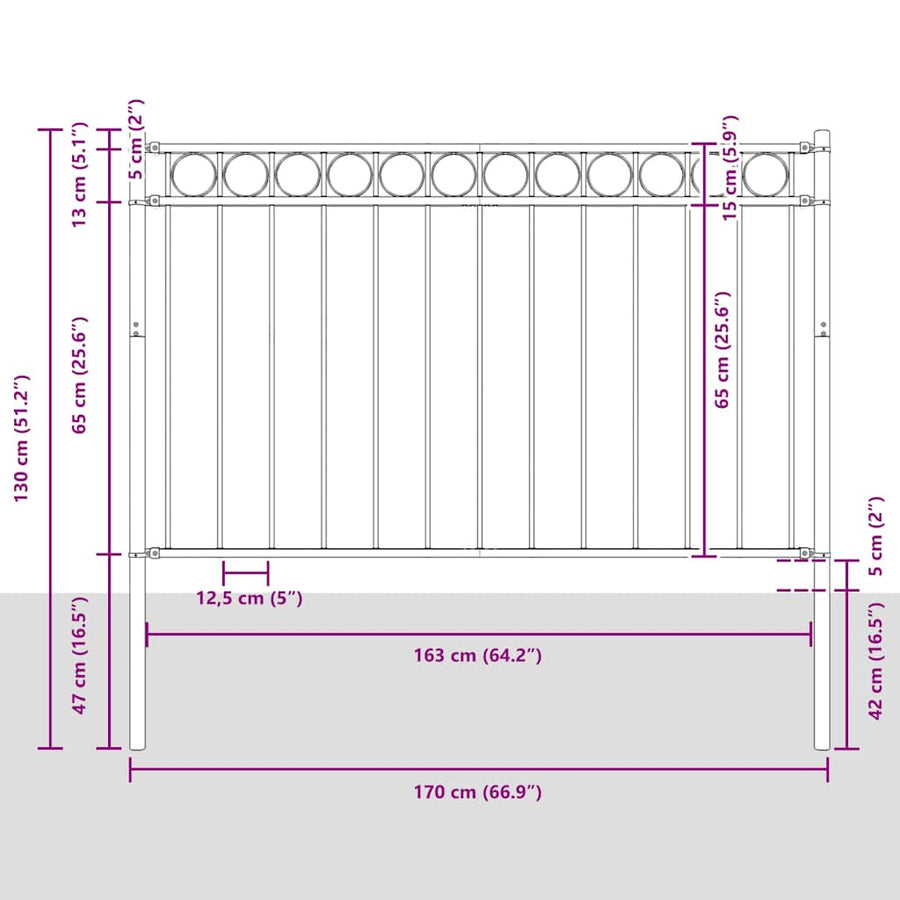 Hecelement Grijs 170 x 130 cm Staal