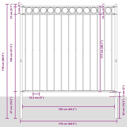 Hecelement Grijs 170 x 170 cm Staal