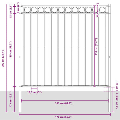 Hecelement Grijs 170 x 200 cm Staal