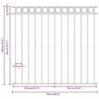 Hecelement Grijs 170 x 120 cm Staal