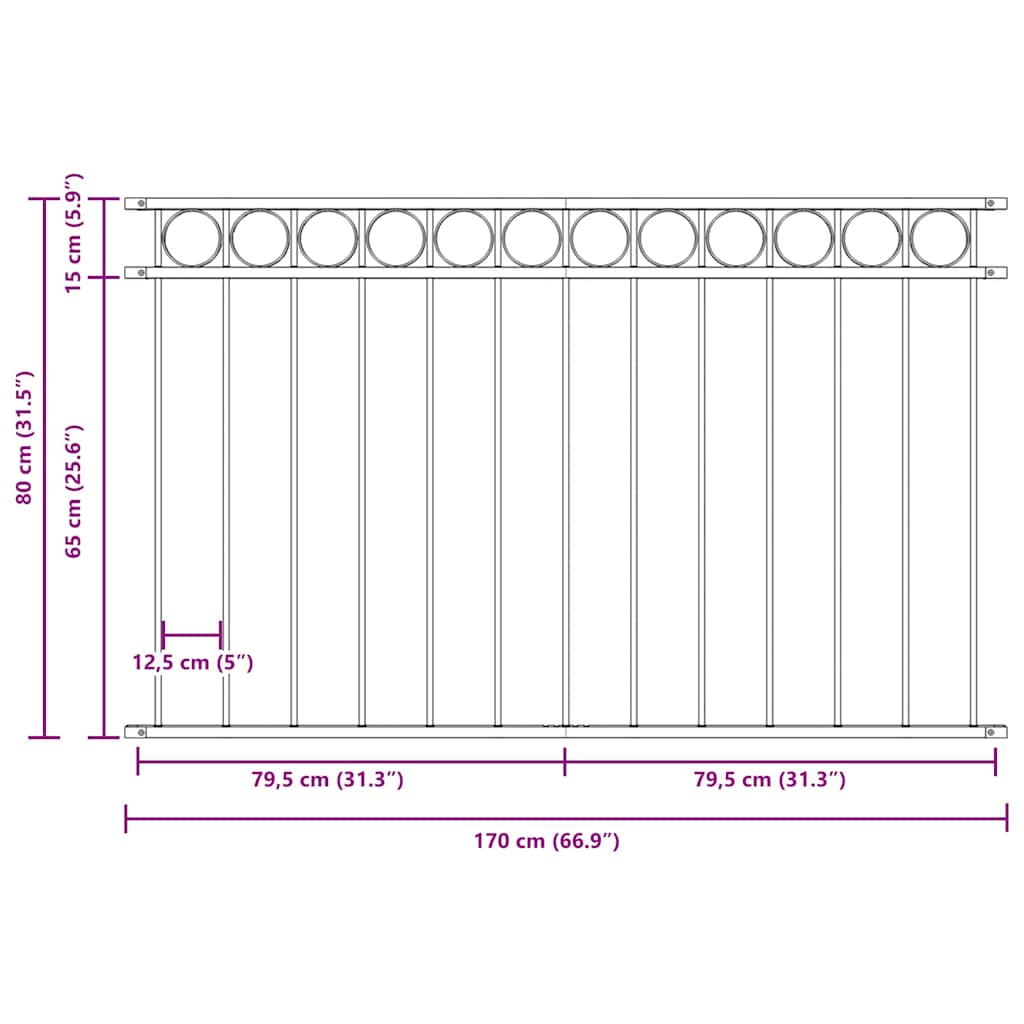 Hecelement Assen Wit 170 x 80 cm Staal