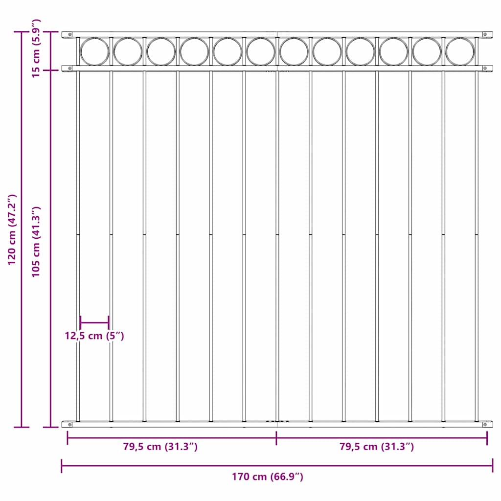 Hecelement Wit 170 x 120 cm Staal