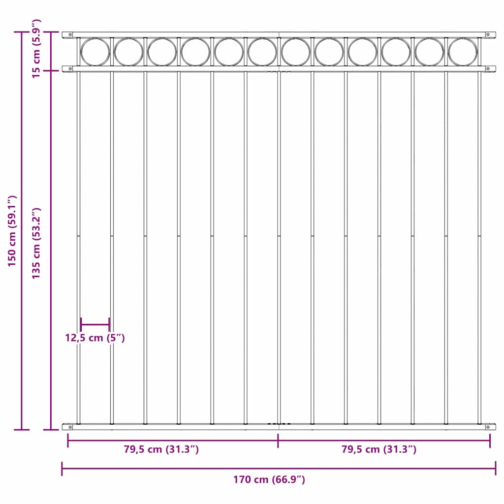 Hecelement Wit 170 x 150 cm Staal