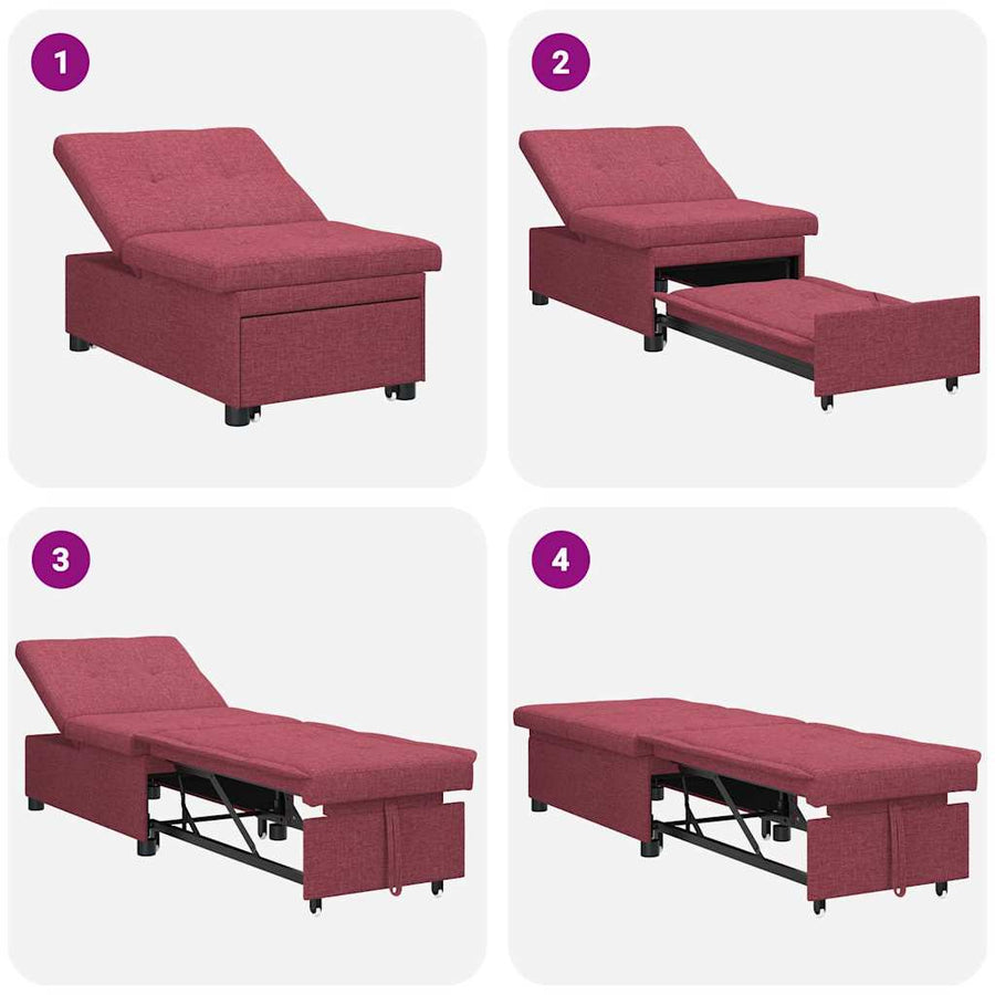 Uittrekbare Sofa Bed 50Cm Multiplex Wijnrood