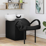 Shampoo stoel zwart wit 136x60x92 cm PVC