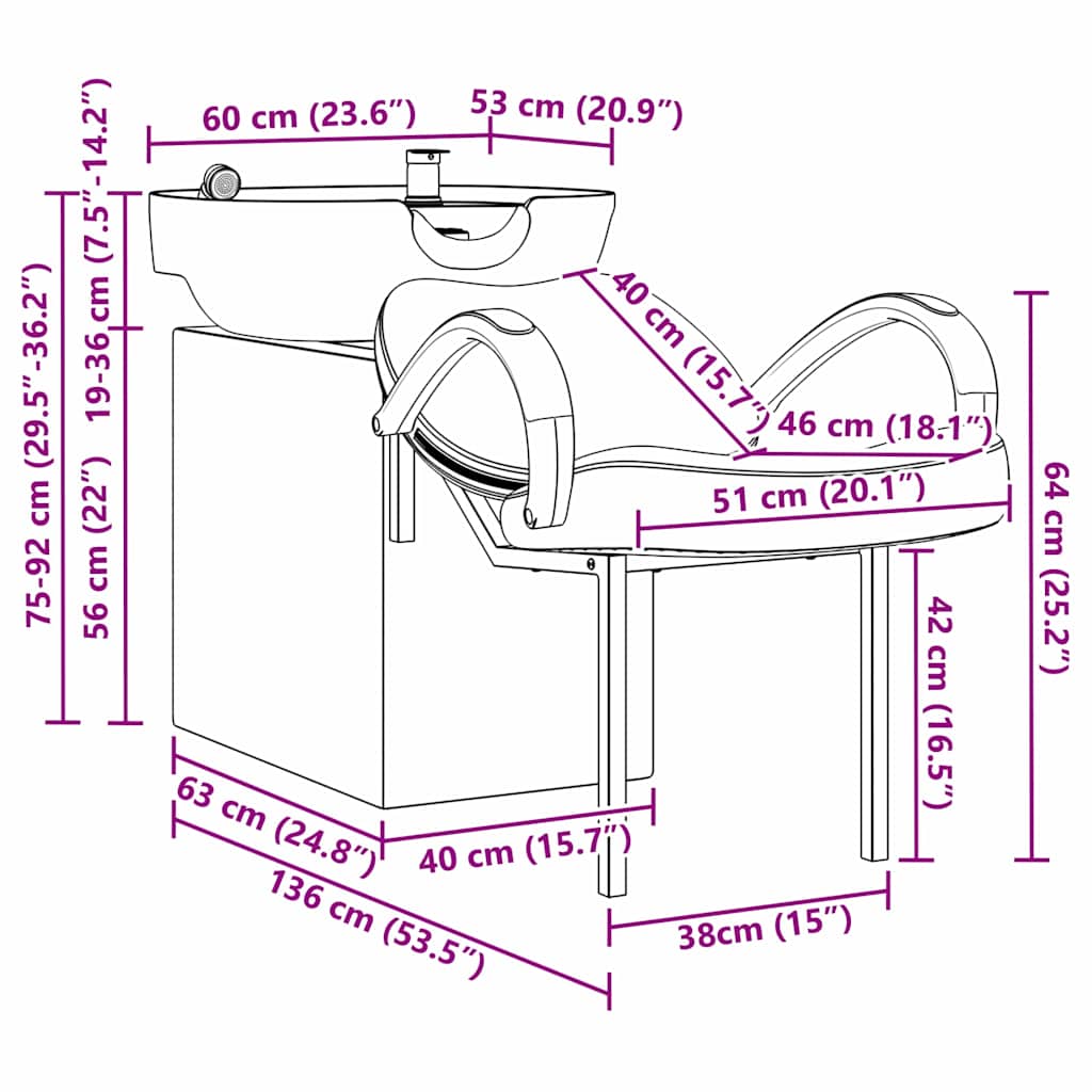 Shampoo Stoel Lichtgrijs en zwart 136 x 60 x 92 cm Stof