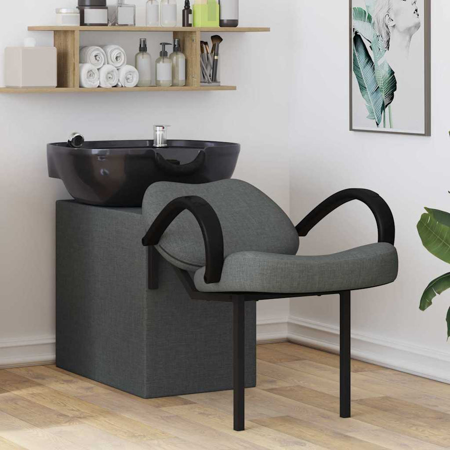 Shampoo Stoel Donkergrijs en Zwart 63 x 141 x 92 cm Stof