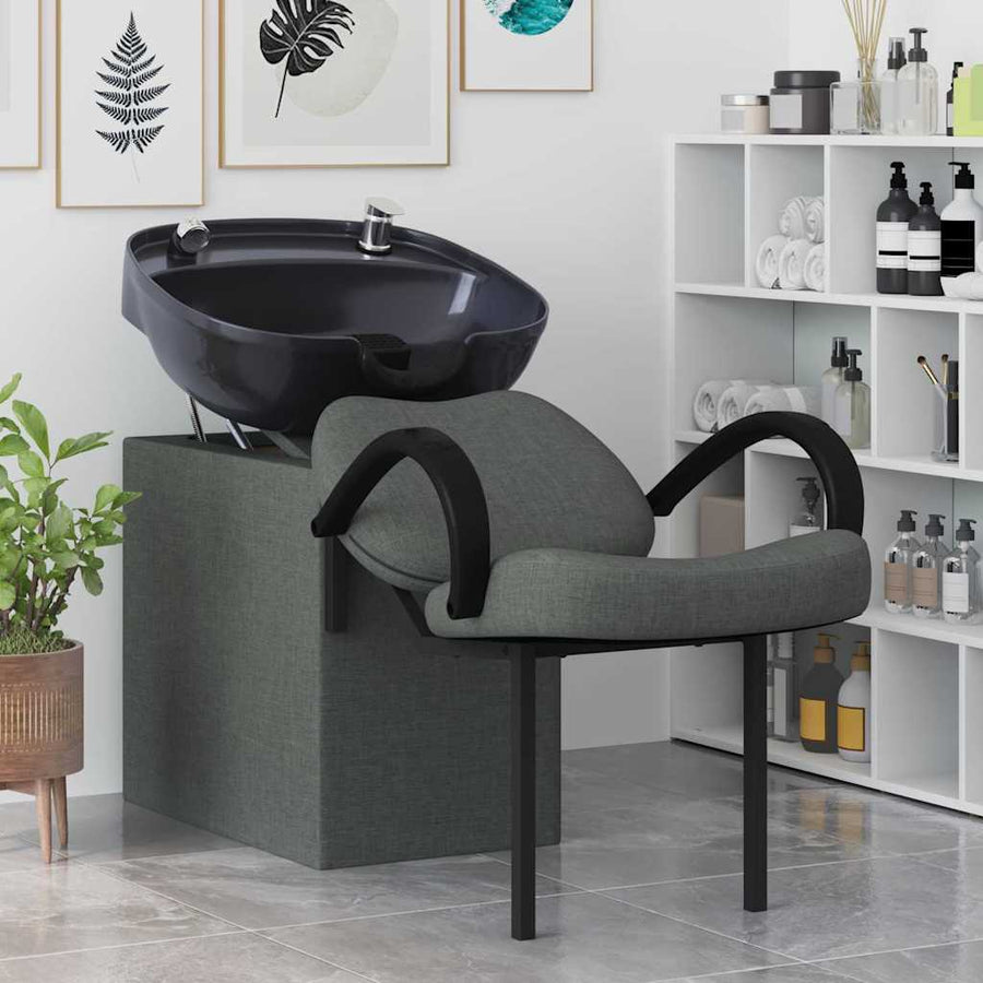 Shampoo Stoel Donkergrijs en Zwart 63 x 141 x 92 cm Stof
