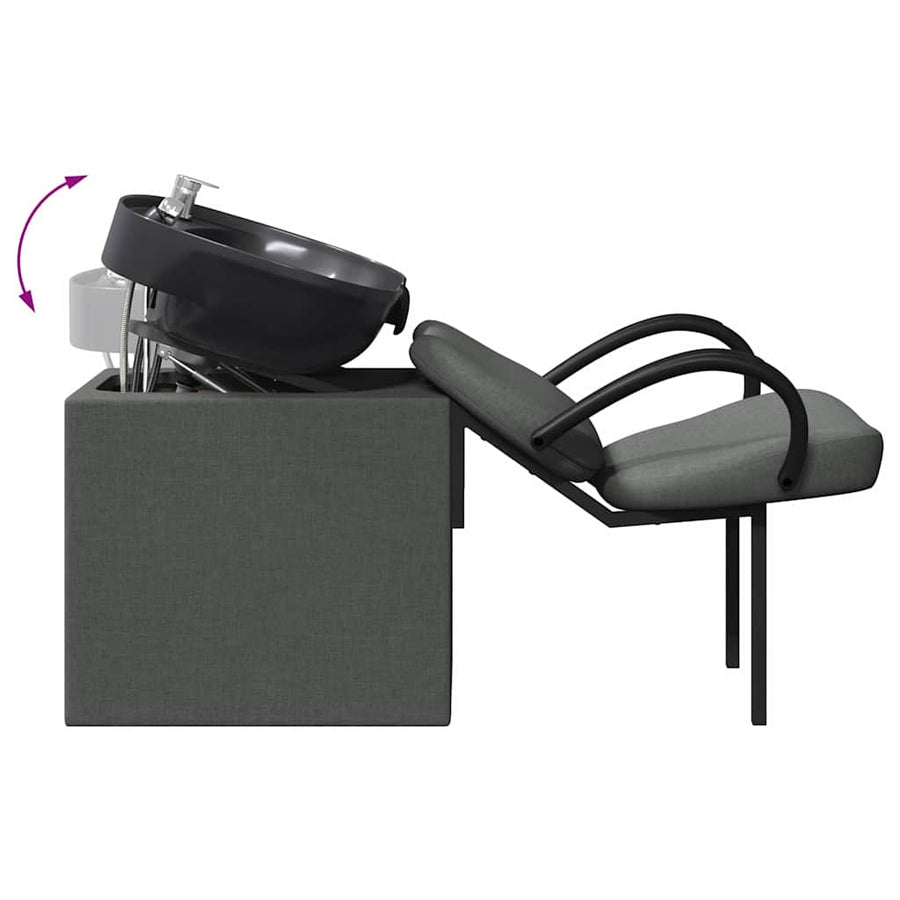 Shampoo Stoel Donkergrijs en Zwart 63 x 141 x 92 cm Stof