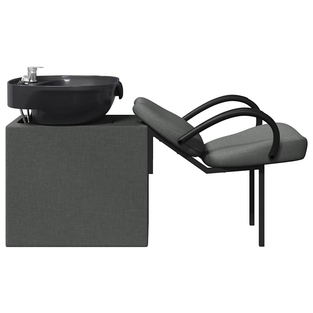 Shampoo Stoel Donkergrijs en Zwart 63 x 141 x 92 cm Stof