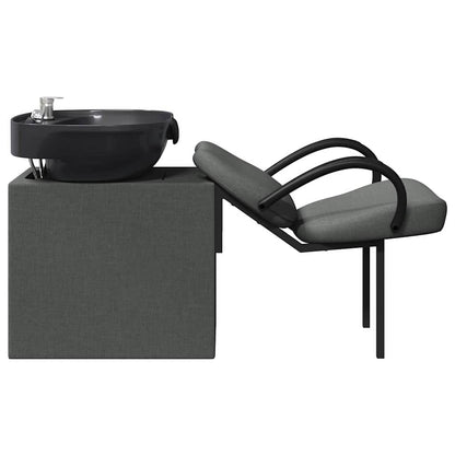 Shampoo Stoel Donkergrijs en Zwart 63 x 141 x 92 cm Stof