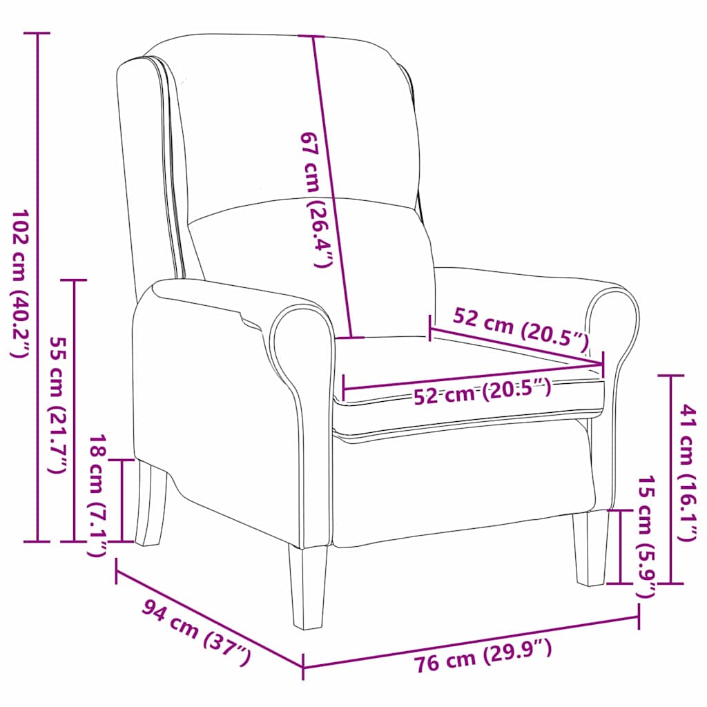 Fauteuil Lichtgrijs 76 x 94 x 102 cm Stof