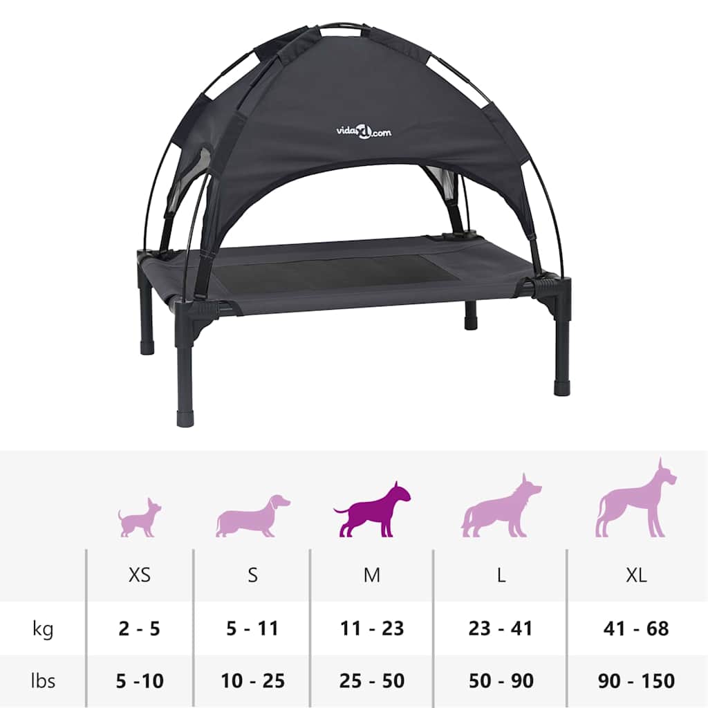 Verhoogd Hondenbed Polyester Stof, Metalen Frame 76 x 62 x 70.5 cm Zwart