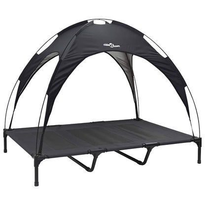 Verhoogd Hondenbed Met Verwijderbaar Dak Xl Staal 122 x 93 x 106.5 cm Zwart