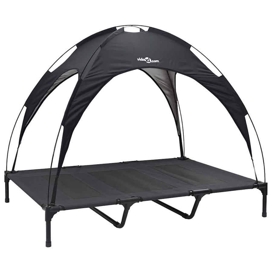 Verhoogd Hondenbed Met Verwijderbaar Dak Xl Staal 122 x 93 x 106.5 cm Zwart