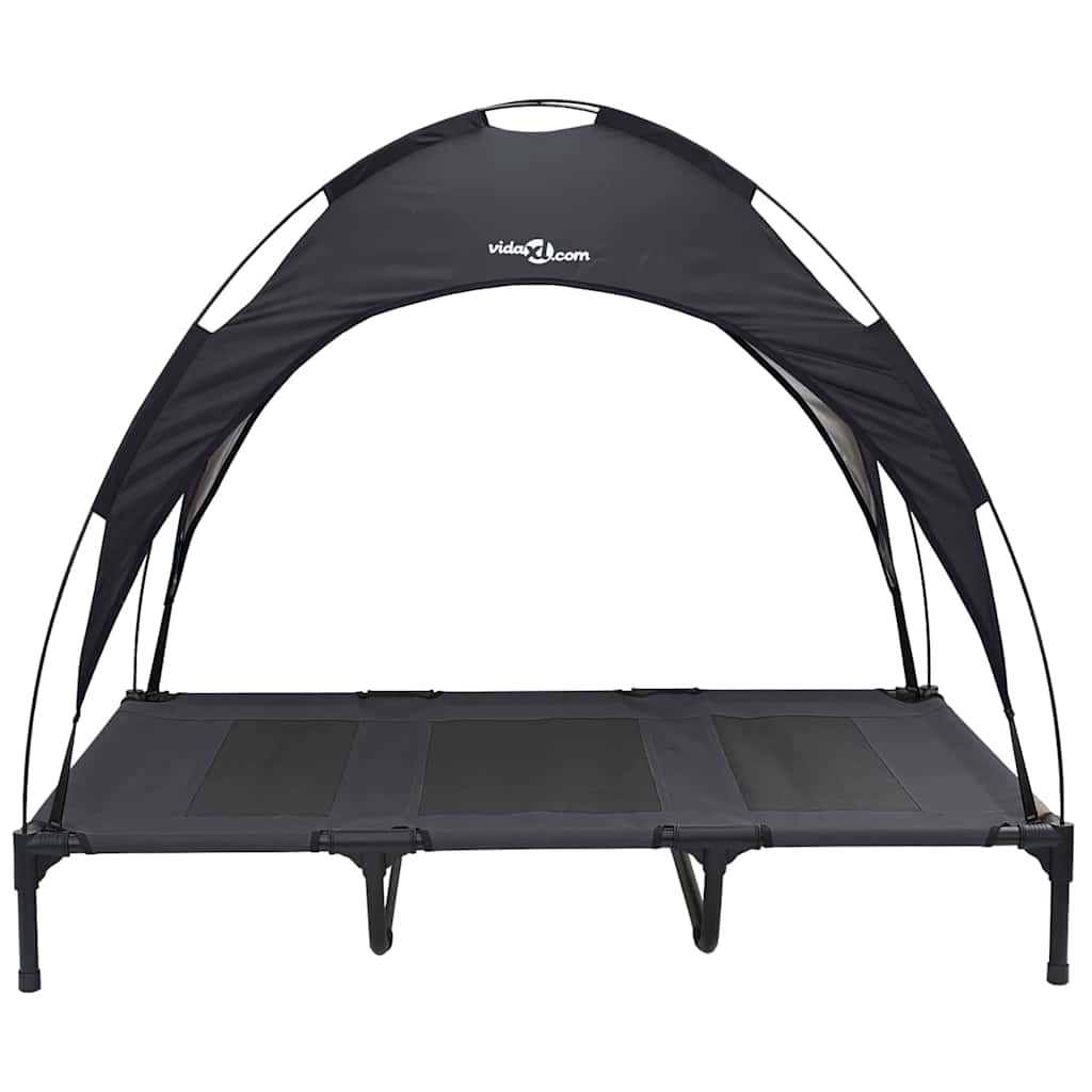 Verhoogd Hondenbed Met Verwijderbaar Dak Xl Staal 122 x 93 x 106.5 cm Zwart