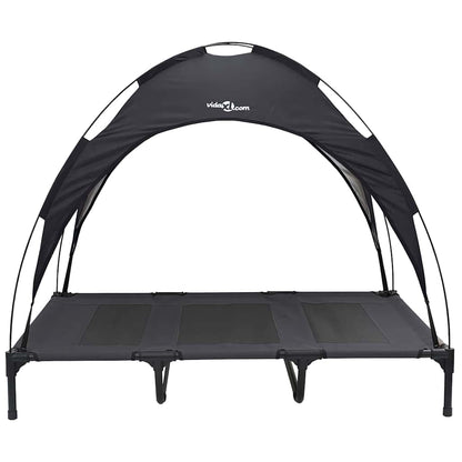 Verhoogd Hondenbed Met Verwijderbaar Dak Xl Staal 122 x 93 x 106.5 cm Zwart
