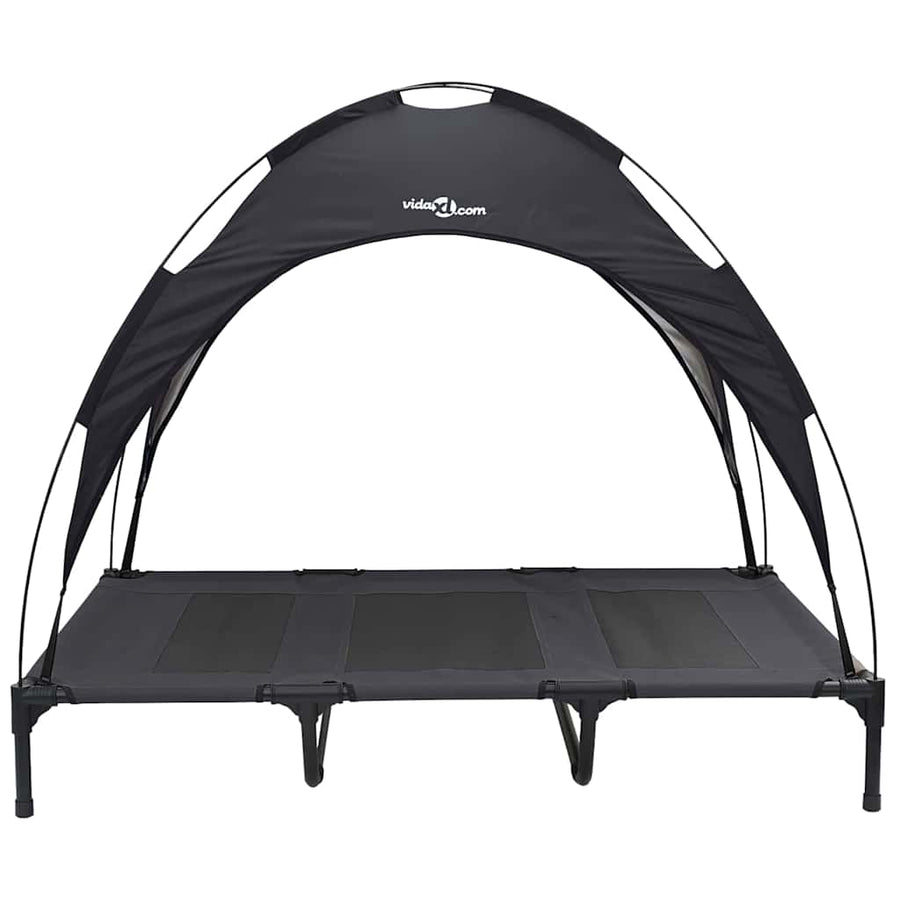 Verhoogd Hondenbed Met Verwijderbaar Dak Xl Staal 122 x 93 x 106.5 cm Zwart
