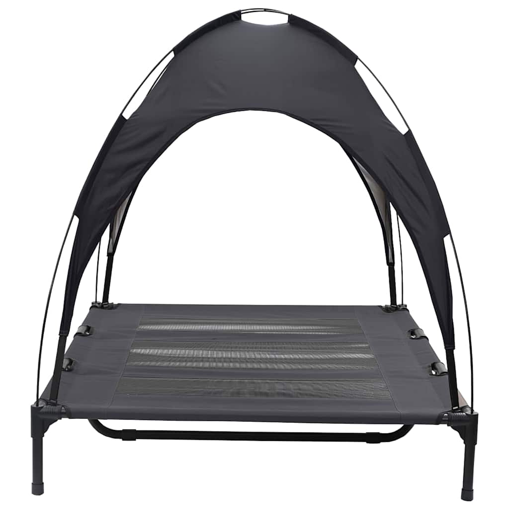 Verhoogd Hondenbed Met Verwijderbaar Dak Xl Staal 122 x 93 x 106.5 cm Zwart