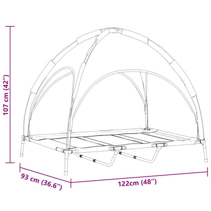 Verhoogd Hondenbed Met Verwijderbaar Dak Xl Staal 122 x 93 x 106.5 cm Zwart