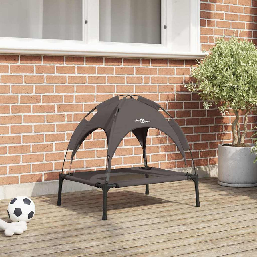 Verhoogde Hond Bed Met Verwijderbaar Dak S Staal 62 x 48 x 61 cm Bruin
