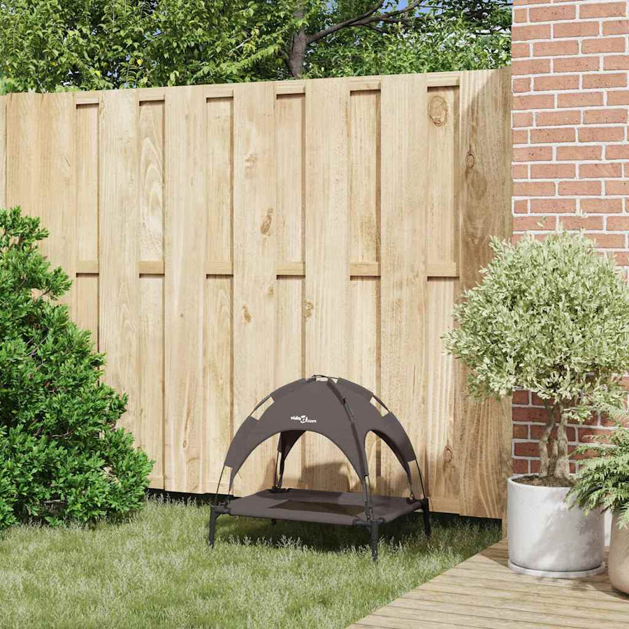 Verhoogde Hond Bed Met Verwijderbaar Dak S Staal 62 x 48 x 61 cm Bruin