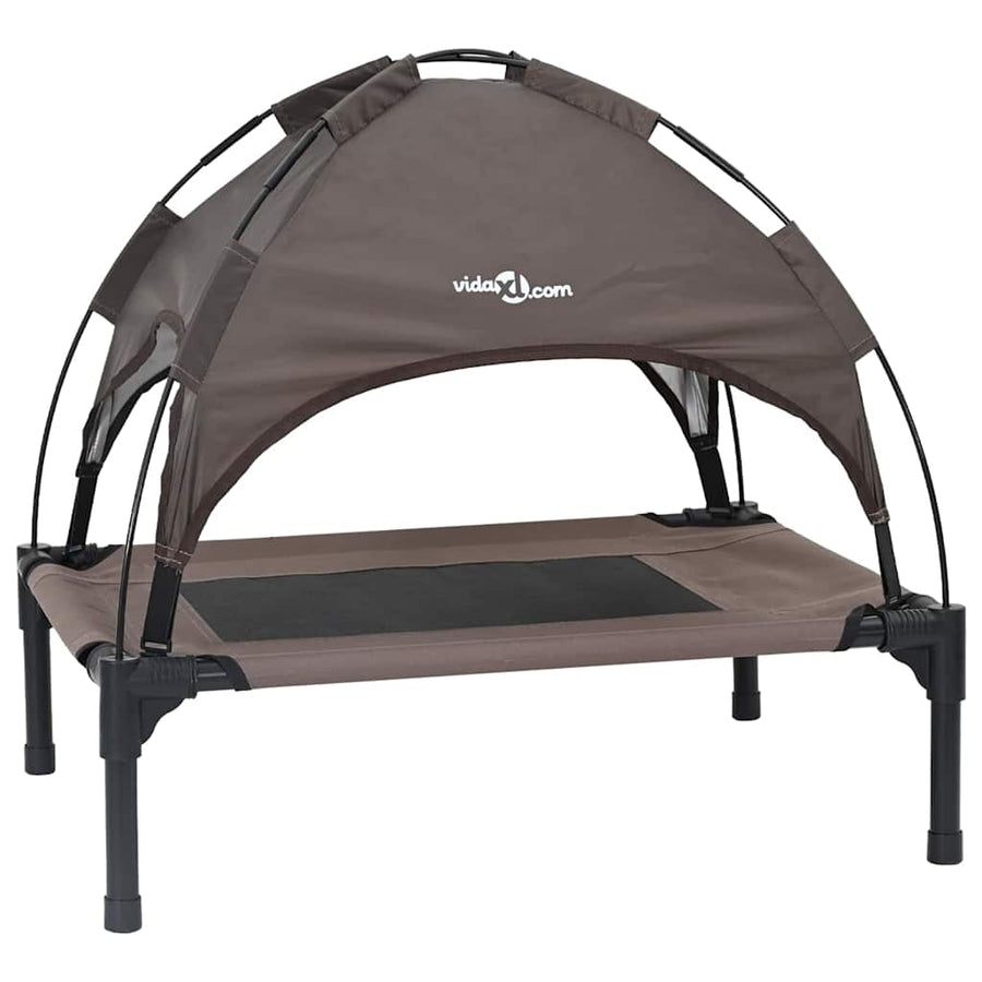 Verhoogde Hond Bed Met Verwijderbaar Dak S Staal 62 x 48 x 61 cm Bruin