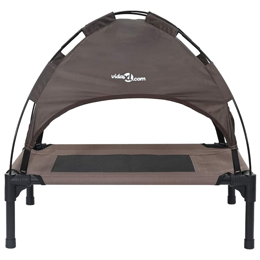 Verhoogde Hond Bed Met Verwijderbaar Dak S Staal 62 x 48 x 61 cm Bruin