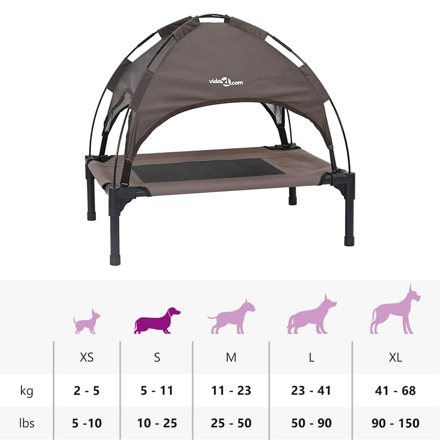 Verhoogde Hond Bed Met Verwijderbaar Dak S Staal 62 x 48 x 61 cm Bruin