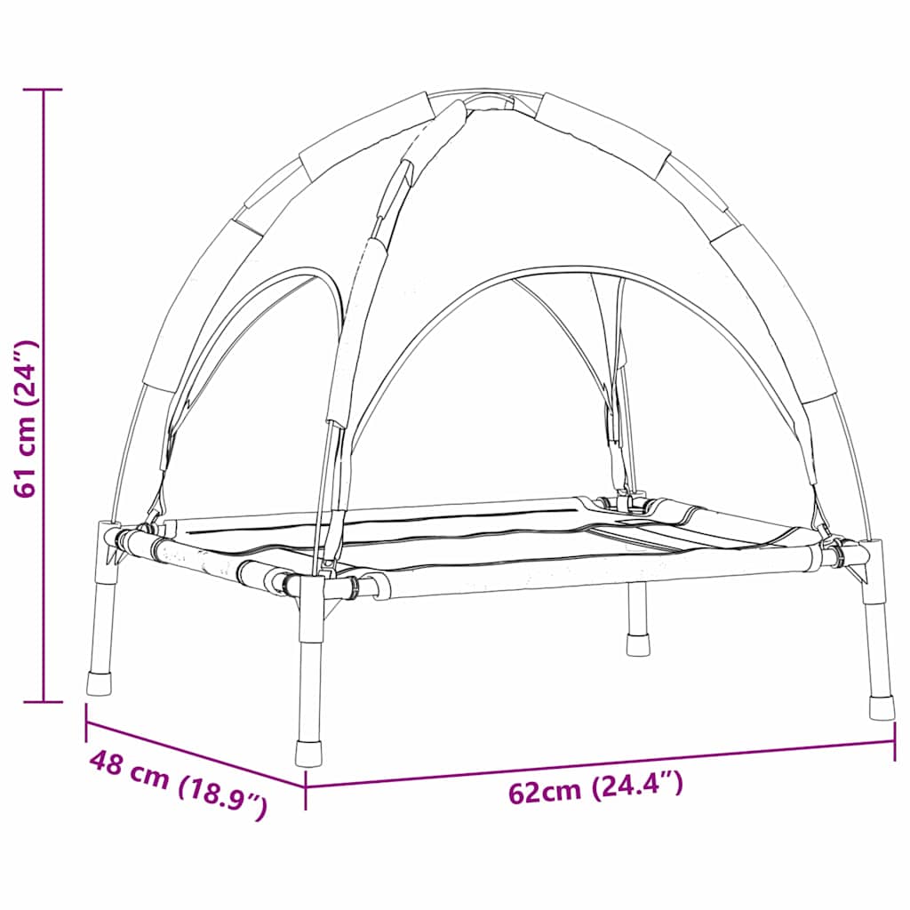 Verhoogde Hond Bed Met Verwijderbaar Dak S Staal 62 x 48 x 61 cm Bruin