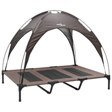 Verhoogd Hond Bed Met Verwijderbaar Dak Xl Staal 122 x 93 x 106.5 cm Bruin