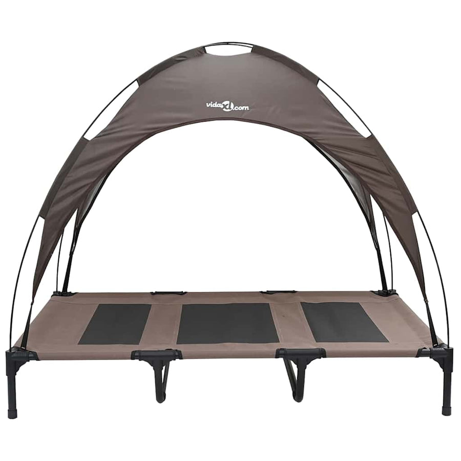Verhoogd Hond Bed Met Verwijderbaar Dak Xl Staal 122 x 93 x 106.5 cm Bruin