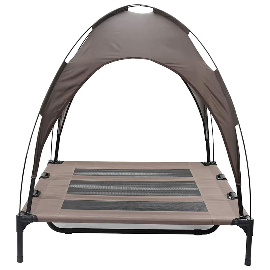Verhoogd Hond Bed Met Verwijderbaar Dak Xl Staal 122 x 93 x 106.5 cm Bruin