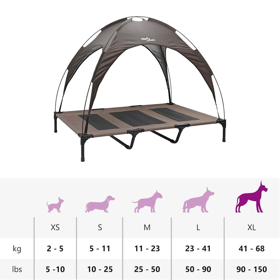 Verhoogd Hond Bed Met Verwijderbaar Dak Xl Staal 122 x 93 x 106.5 cm Bruin