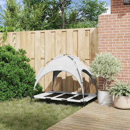 Verhoogd Hondenbed Met Afneembare Luifel Xl Staal 122 x 93 x 106.5 cm Zilvergrijs