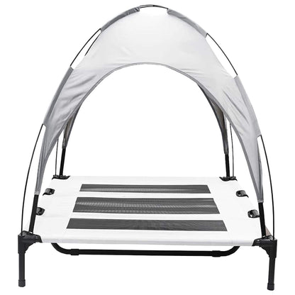 Verhoogd Hondenbed Met Afneembare Luifel Xl Staal 122 x 93 x 106.5 cm Zilvergrijs