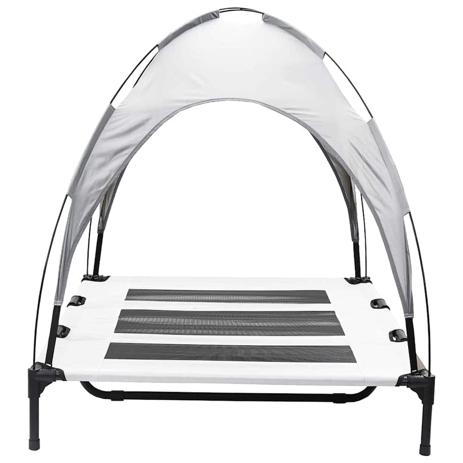 Verhoogd Hondenbed Met Afneembare Luifel Xl Staal 122 x 93 x 106.5 cm Zilvergrijs