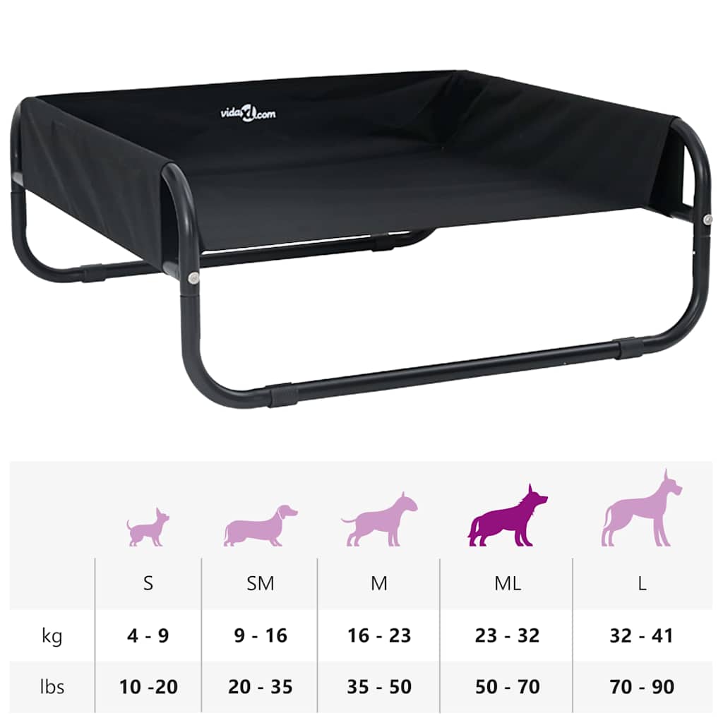 Hondenbed Staal 75 x 75 x 30 cm Zwart